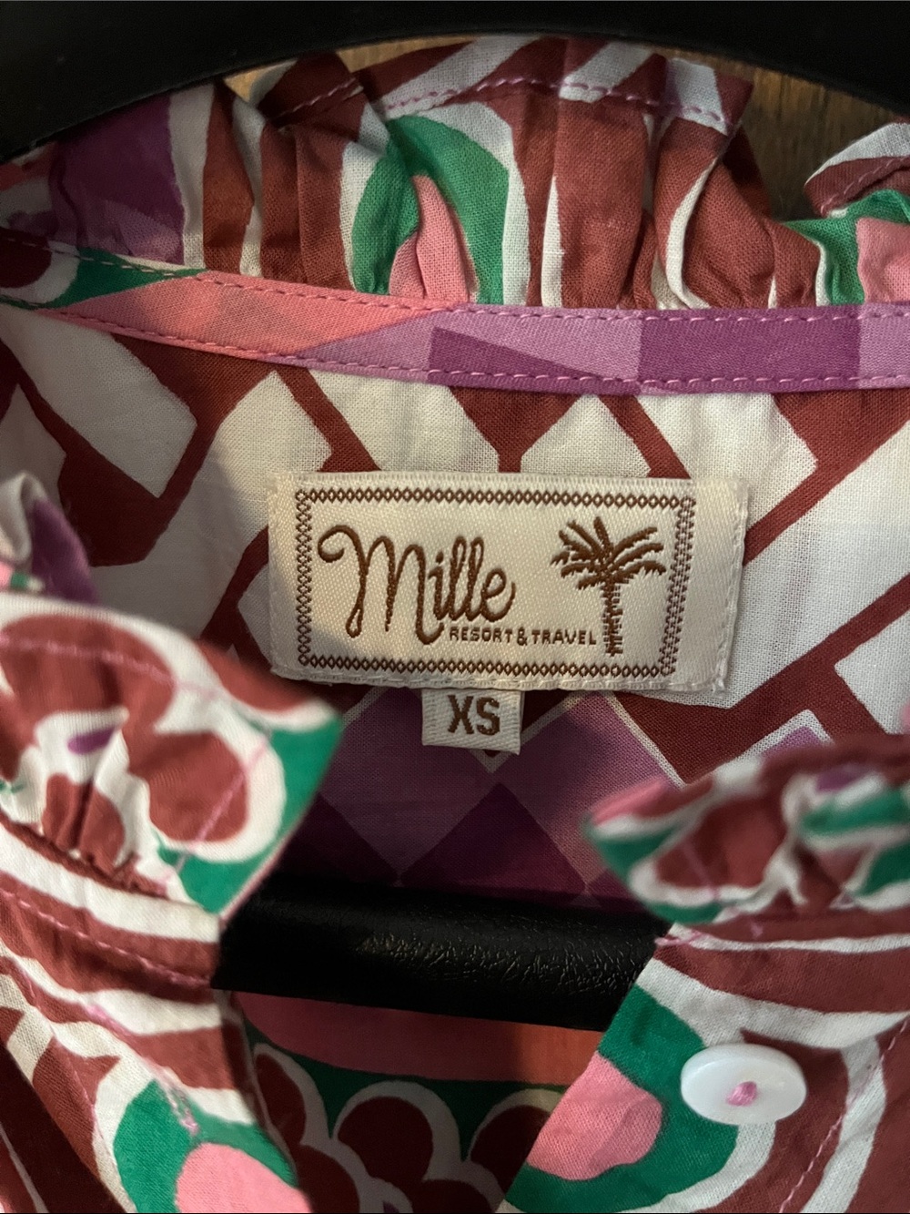 Patterned Midi Shirt Dress in Pink and Green - Picture 2 of 6